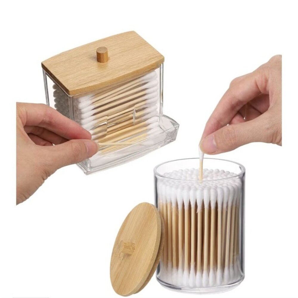 3 Pack Q-Tips Dispenser Bathroom Container Cotton Ball Holder Jar Organizer - Picture 2 of 6